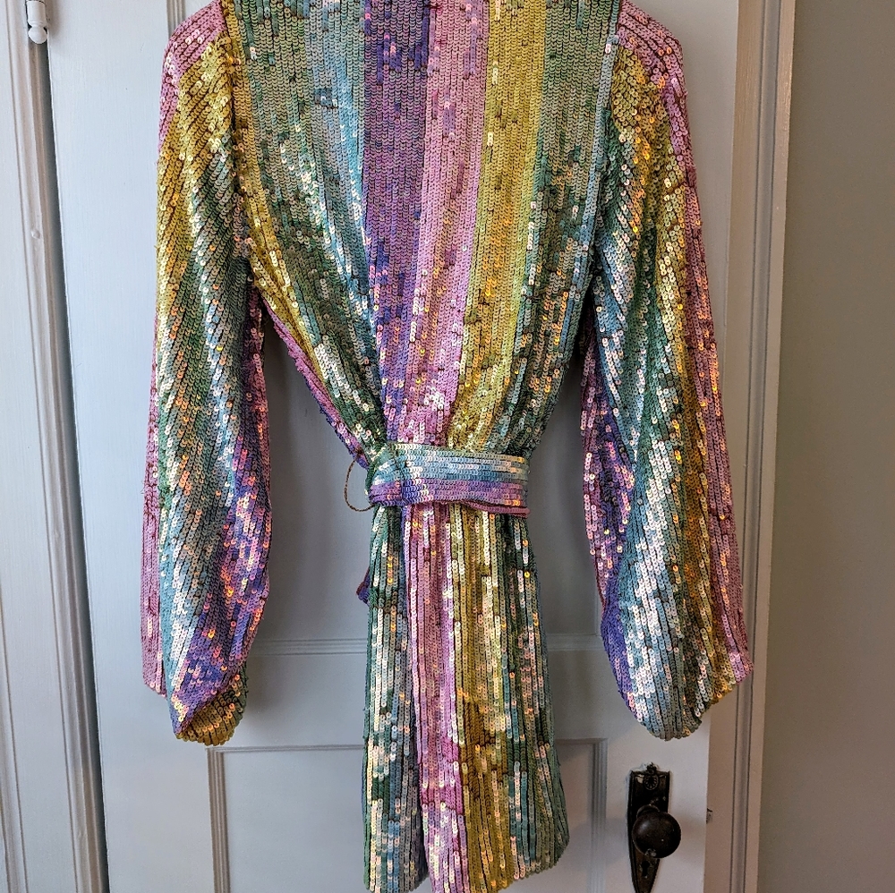 Show Me Your Mumu Pastel Multicolor Sequin Wrap Dress - Picture 2 of 3